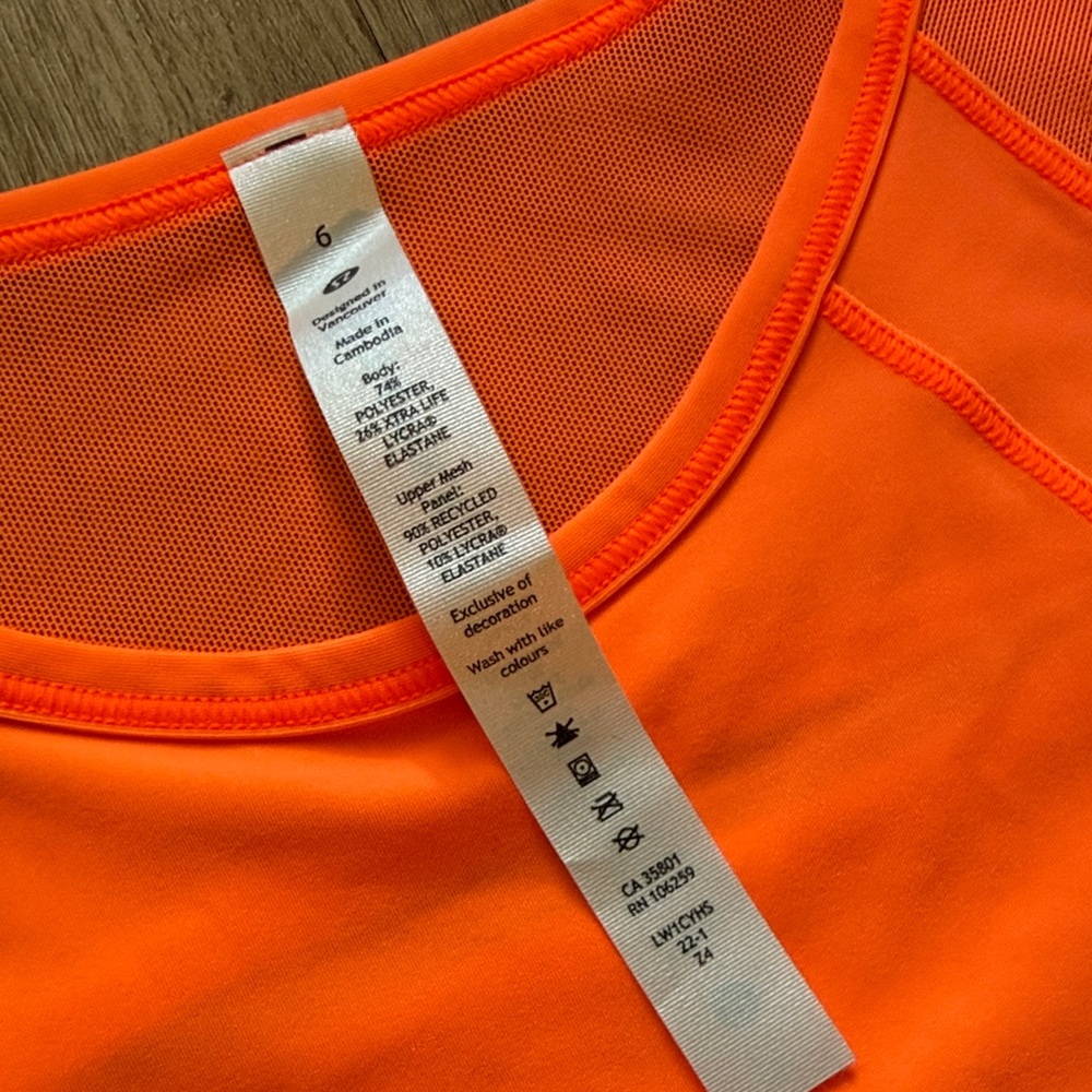 LULULEMON Sculpt Tank NWT Bright Orange Size 6 - Picture 2 of 5